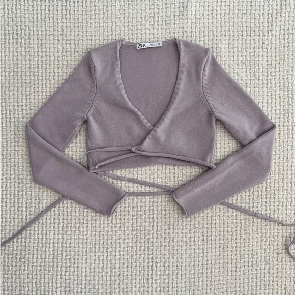 SOLD Zara Cropped Wrap Top - Picture 3 of 5